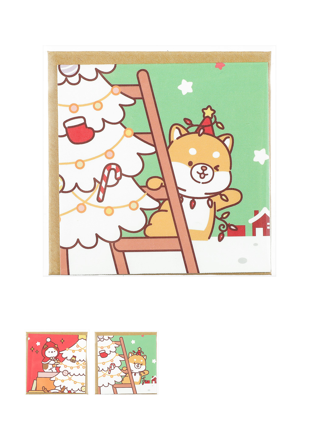 Kinkekaardid 2tk 8x8cm (Shiba Inu & Kiisu)