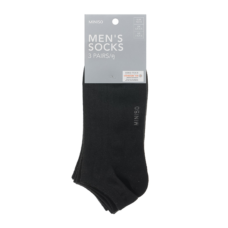 Sokid madalad meestele 3 paari, musta värvi