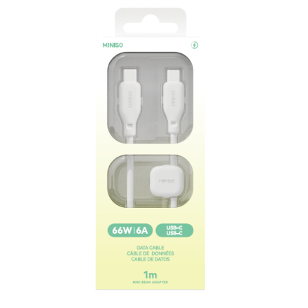 Laadimiskaabel Type-C silikoonist iminapaga valge, Mini Bean