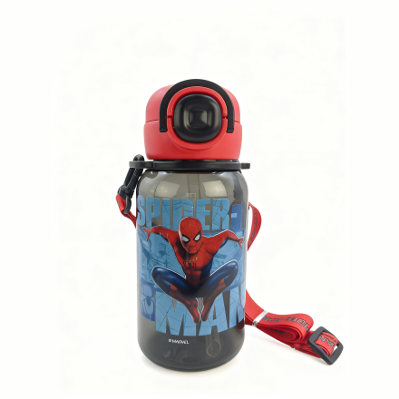 Joogipudel plastist kõrre ja rihmaga 690 ml Spider-Man