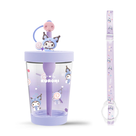 Joogipudel värvilise rihmaga 535 ml Kuromi