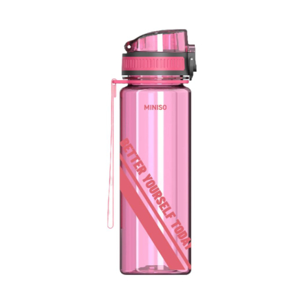 Joogipudel plastist teefiltri ja rihmaga 500 ml roosa